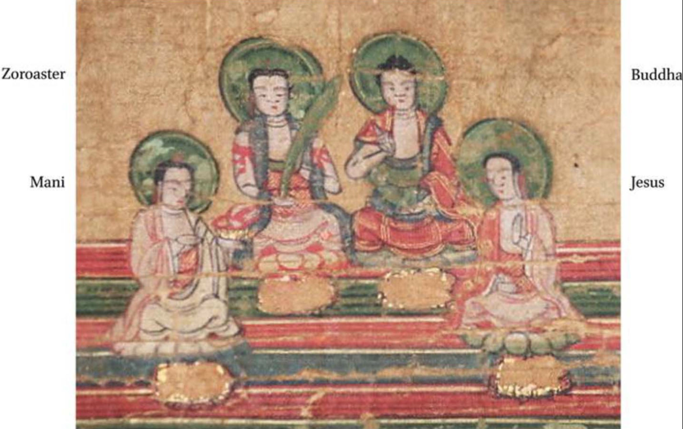 Détail du Diagramme manichéen de l'Univers, peinture chinoise sur soie des XIIIe-XIVe siècles